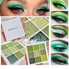 9 Shades of Green Eyeshadow Palette | Matte, Shimmer & Glitter | For Green Eyes | Rich Pigment