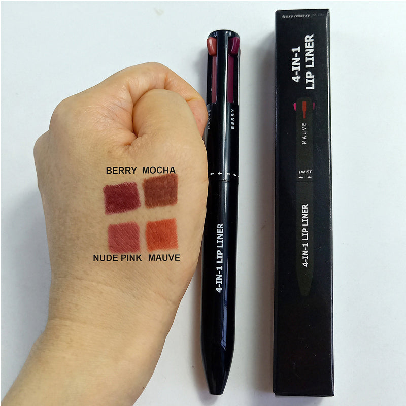 4-in-1 Makeup Pen | Eyeliner + Lip Liner + Eyebrow Pencil + Highlighter | Portable Travel Size