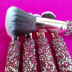 10-in-1 Diamond Inlaid Makeup Brush Set | Rhinestone Handmade Cosmetic Brushes with Bag | Pink