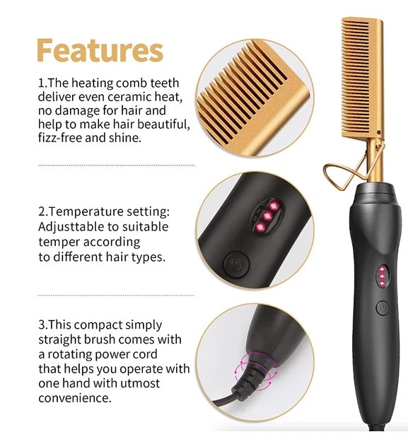 Hair Straightener Comb Pro Electric Beard Straightening Comb Heat Hot Comb Press