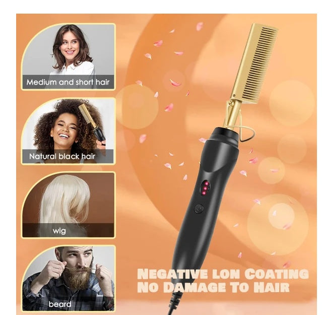 Hair Straightener Comb Pro Electric Beard Straightening Comb Heat Hot Comb Press