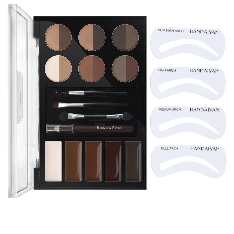 Eyebrow Enhancer Cream Powder Palette | Complete Brow Kit | Includes Powder, Brush & Stencil Card
