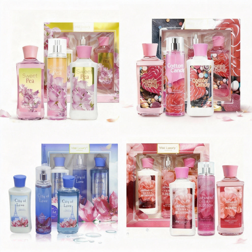 3pcs Set-Sakura Fragrance Shower Gel Set, Japanese Cherry Blossom 10 Fl.oz Shower Gel, 10 Fl.oz Body Lotion, 8 Fl. Oz Body Mist, A Three-piece Bath And Body Care Gift Set