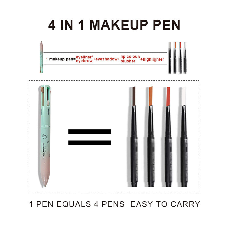 4-in-1 Magic Makeup Pen | Eyeliner + Lip Liner + Brow Pencil + Highlighter | Travel Size