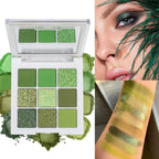 9 Shades of Green Eyeshadow Palette | Matte, Shimmer & Glitter | For Green Eyes | Rich Pigment