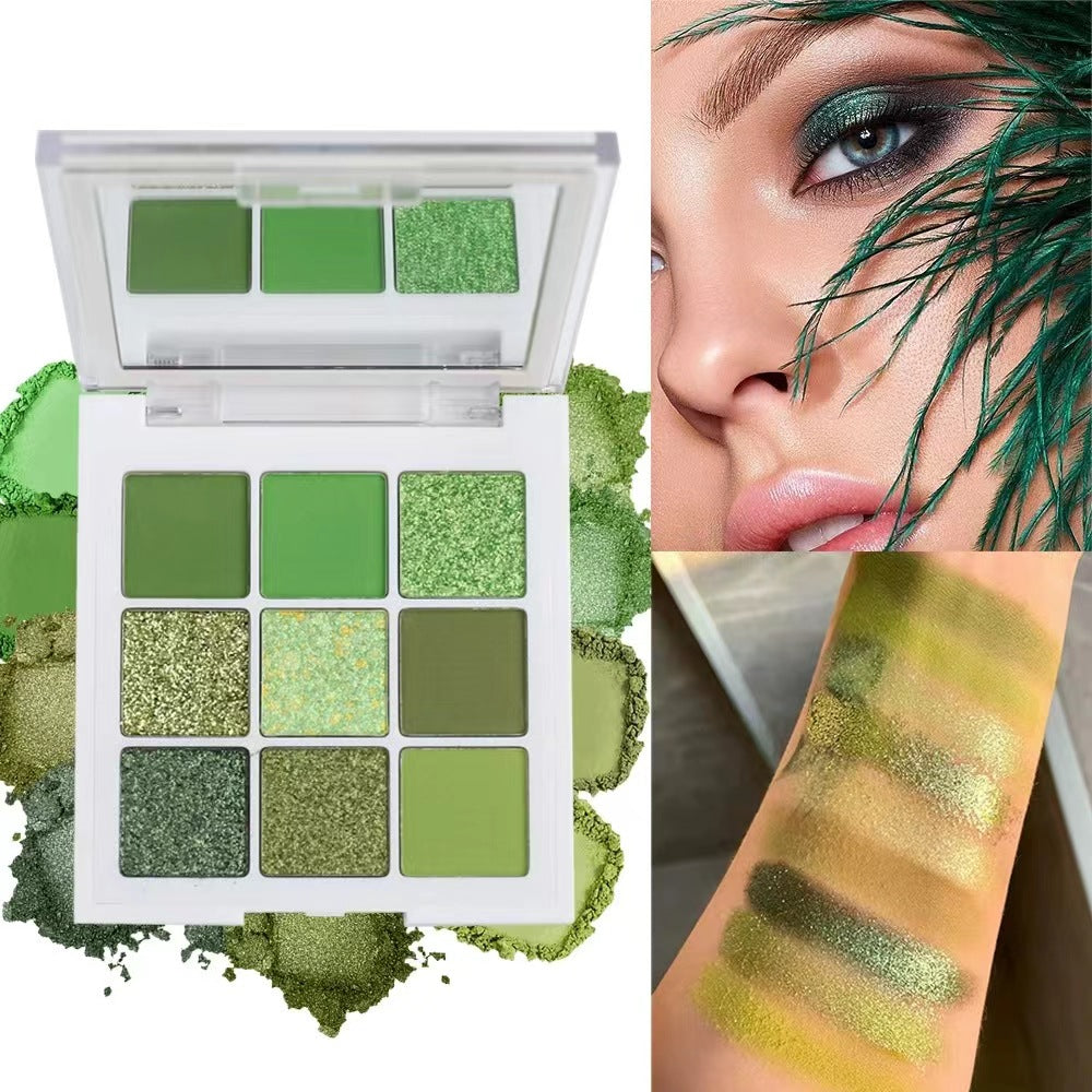 9 Shades of Green Eyeshadow Palette | Matte, Shimmer & Glitter | For Green Eyes | Rich Pigment