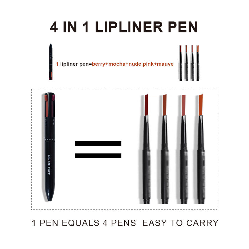 4-in-1 Makeup Pen | Eyeliner + Lip Liner + Eyebrow Pencil + Highlighter | Portable Travel Size