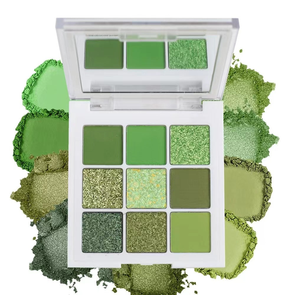 9 Shades of Green Eyeshadow Palette | Matte, Shimmer & Glitter | For Green Eyes | Rich Pigment