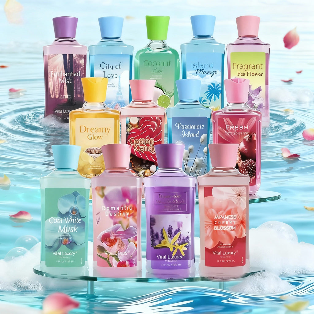 12 Scents,9.98 Oz. Unisex Shower Gel,body Wash. Large Size, Gently Cleanses And Moisturizes, Enriched With Aloe Vera And Vitamin E. Floral, Fruity, And Musky Notes. Perfect For Everyday Use Or Dates.