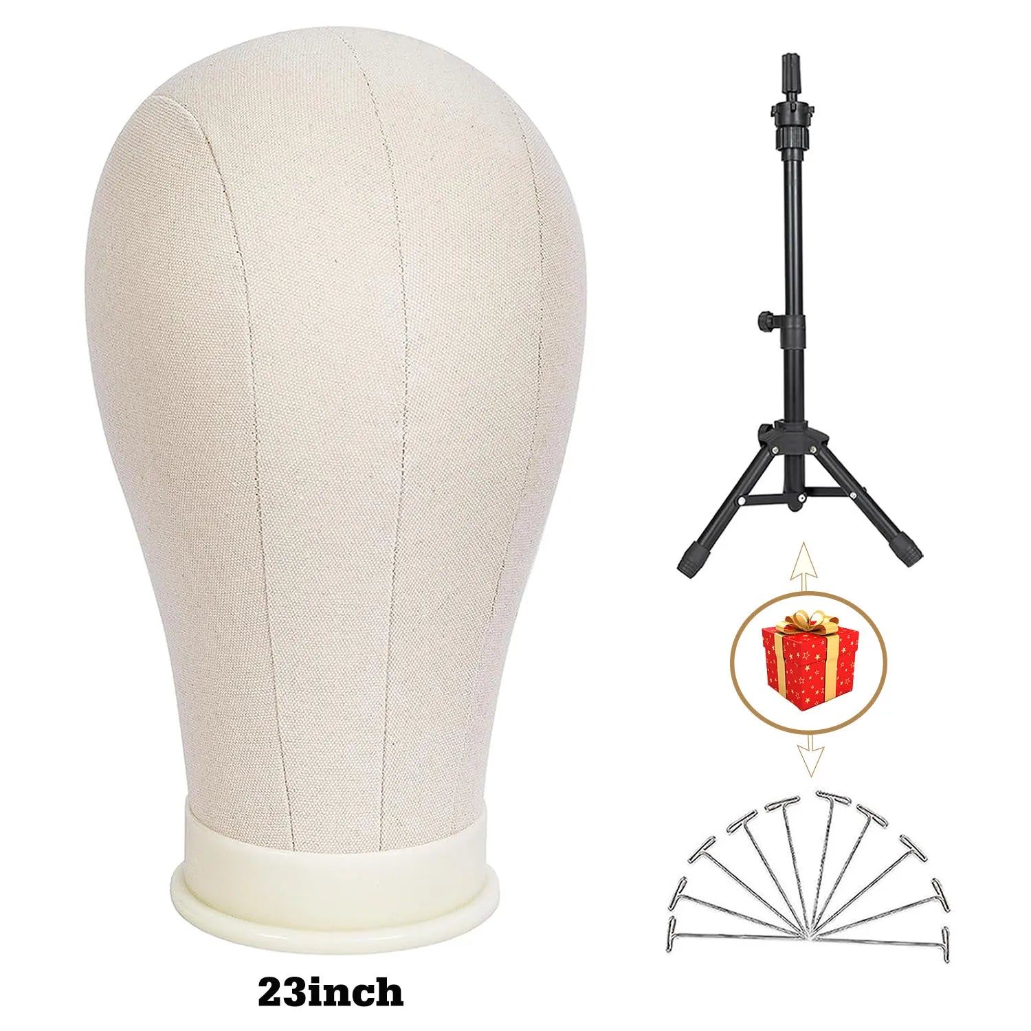 Canvas Wig Stand | Adjustable Sizes (21–23 inch) | Sturdy & Reusable | Perfect for Styling, Storage & Display