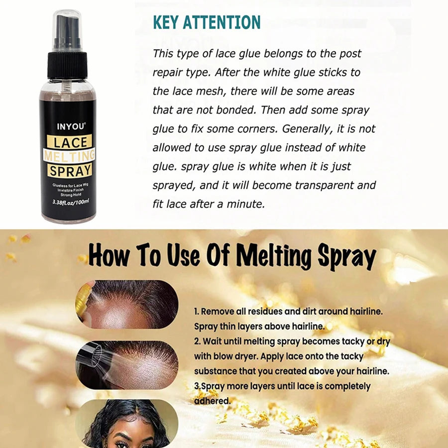 100ML Lace Wig Melting Spray | Super Hold for Lace Front Wigs