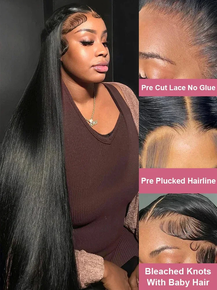 Brazilian Straight Wig | 13x4 / 13x6 HD Lace | 200% Density | 18–52 Inches | Pre-Plucked | Half Machine / Half Hand Tied