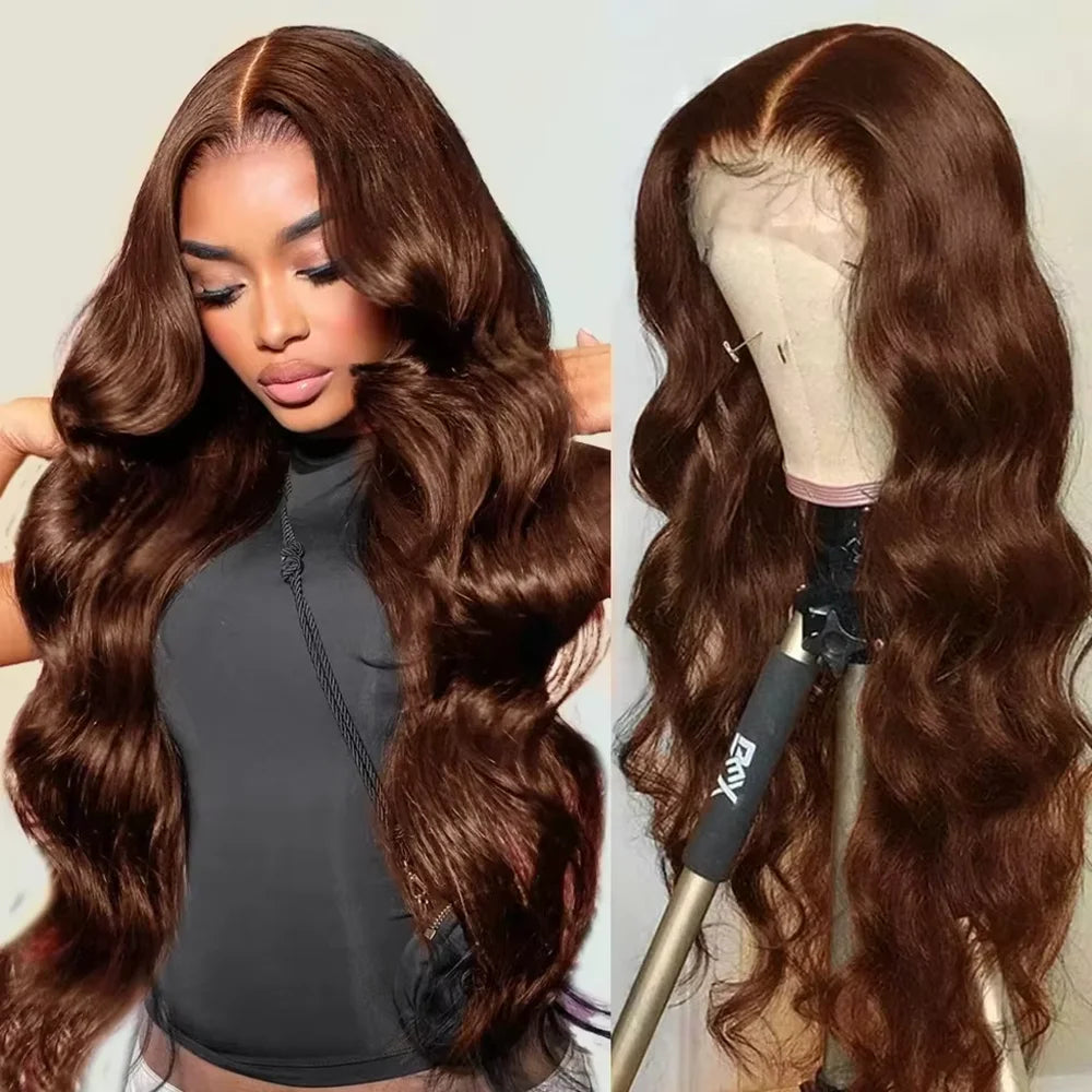 Brazilian Body Wave Wig | Skin Melt 13x4 / 13x6 HD Lace | Color #4 | 180–200% Density | 18–46 Inches