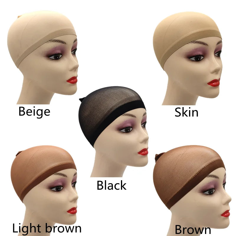 Stretchy Nylon Wig Caps | 2-Pack | Breathable | Non-Slip Elastic Band | 5 Color Options