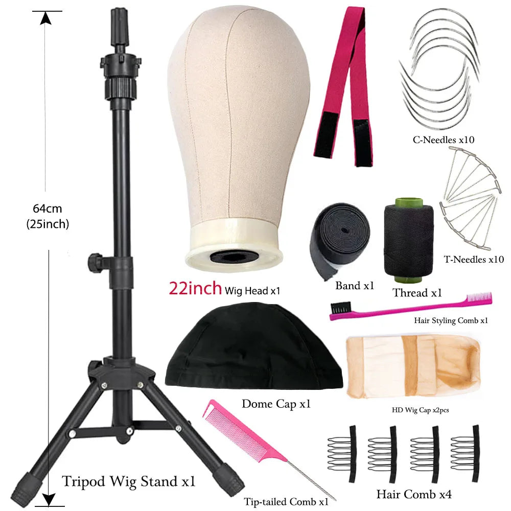 Canvas Wig Stand | Adjustable Sizes (21–23 inch) | Sturdy & Reusable | Perfect for Styling, Storage & Display