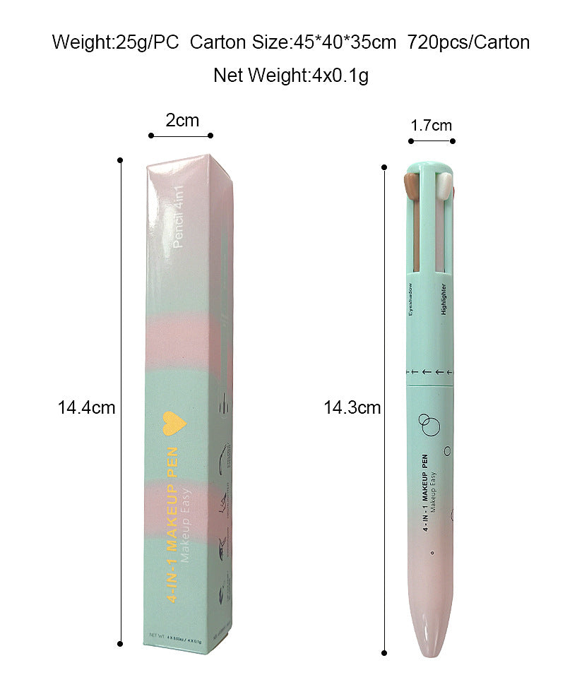 4-in-1 Magic Makeup Pen | Eyeliner + Lip Liner + Brow Pencil + Highlighter | Travel Size