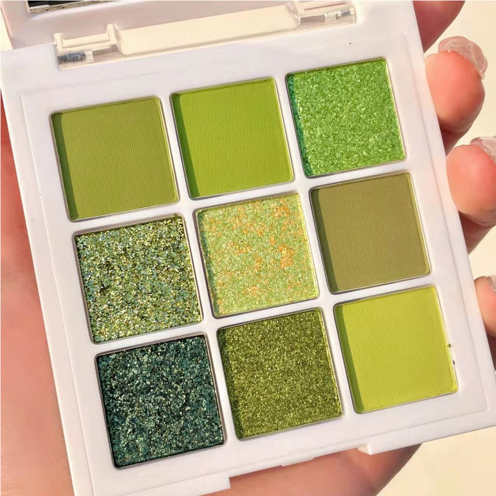 9 Shades of Green Eyeshadow Palette | Matte, Shimmer & Glitter | For Green Eyes | Rich Pigment