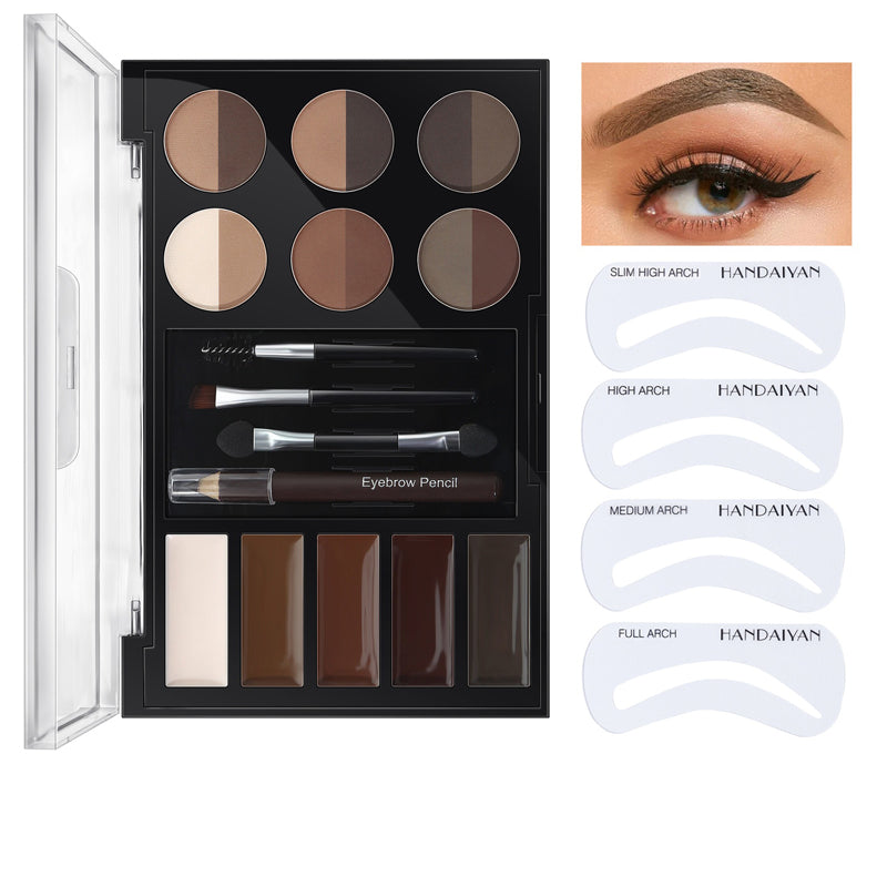 Eyebrow Enhancer Cream Powder Palette | Complete Brow Kit | Includes Powder, Brush & Stencil Card