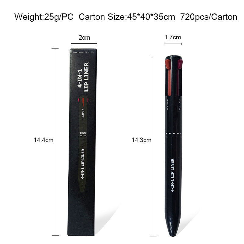 4-in-1 Makeup Pen | Eyeliner + Lip Liner + Eyebrow Pencil + Highlighter | Portable Travel Size